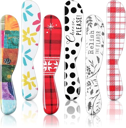 Miniatura 8 de 6 piezas de mantequilla de melamina esparcidor de mantequilla de plástico de 6 pulgadas, divertido y colorido cuchillo de mantequilla versátil para