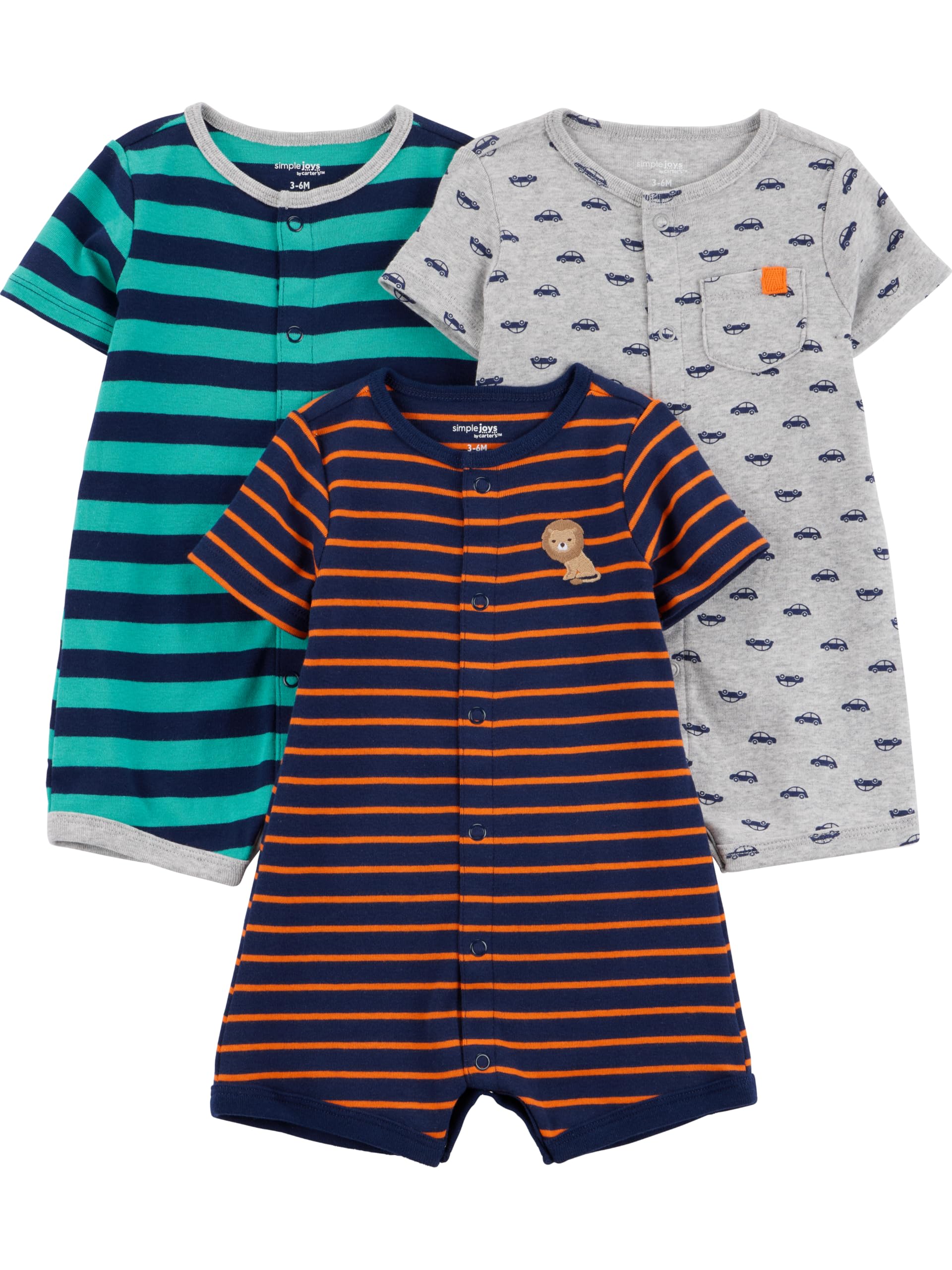 Simple Joys by Carter's Baby Girls 3-pack Snap-up Rompers Rompers (pack of 3)