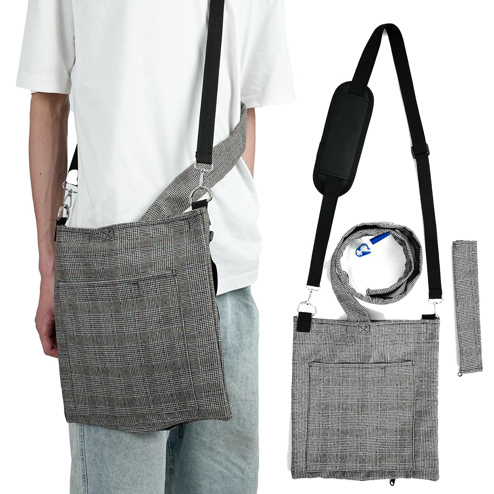 Soporte para bolsa de orina con funda protectora para manguera de drenaje, portátil, agradable al tacto, de tela suave con correa para el hombro, proporciona privacidad y protección de