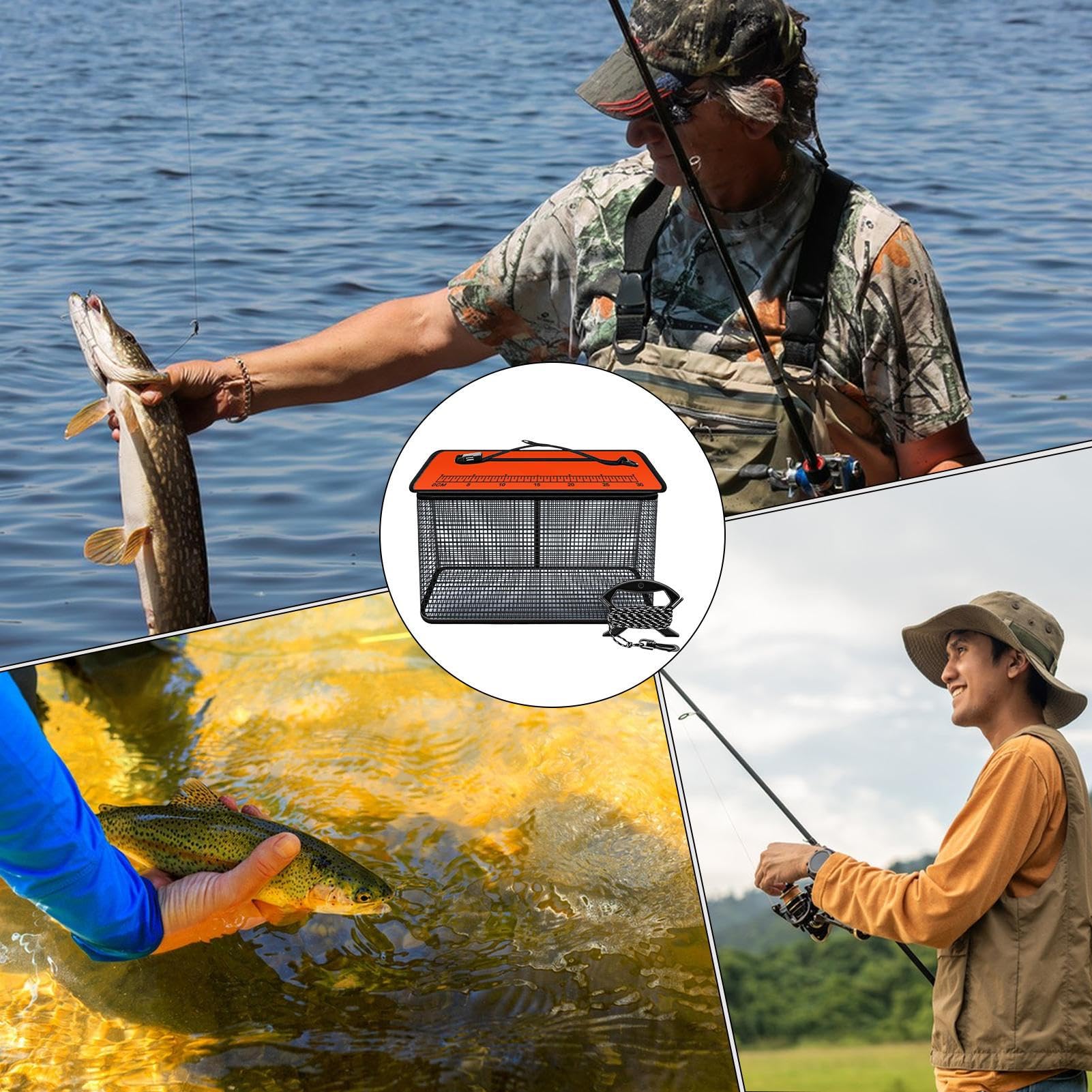Panier Flottant pour Poissons | Panier À Poissons Portable Réfléchissant - Piège Organisateur de Sangsues à Haute Visibilité pour Grand-Père et