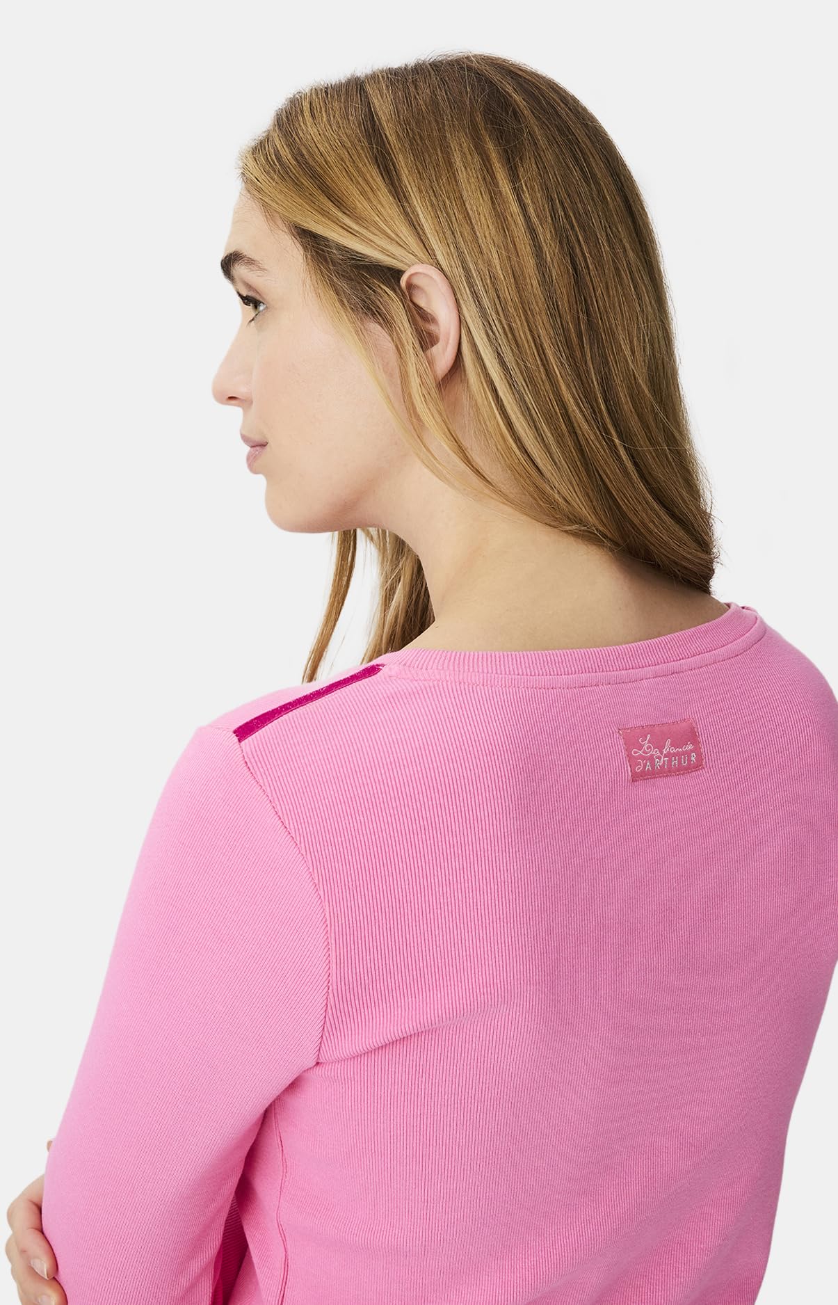 ARTHUR - Tee-Shirt Femme - Tee-Shirt Côtelé ou Haut de Pyjama Femme - Col Rond et Manches Longues - Mélange Coton