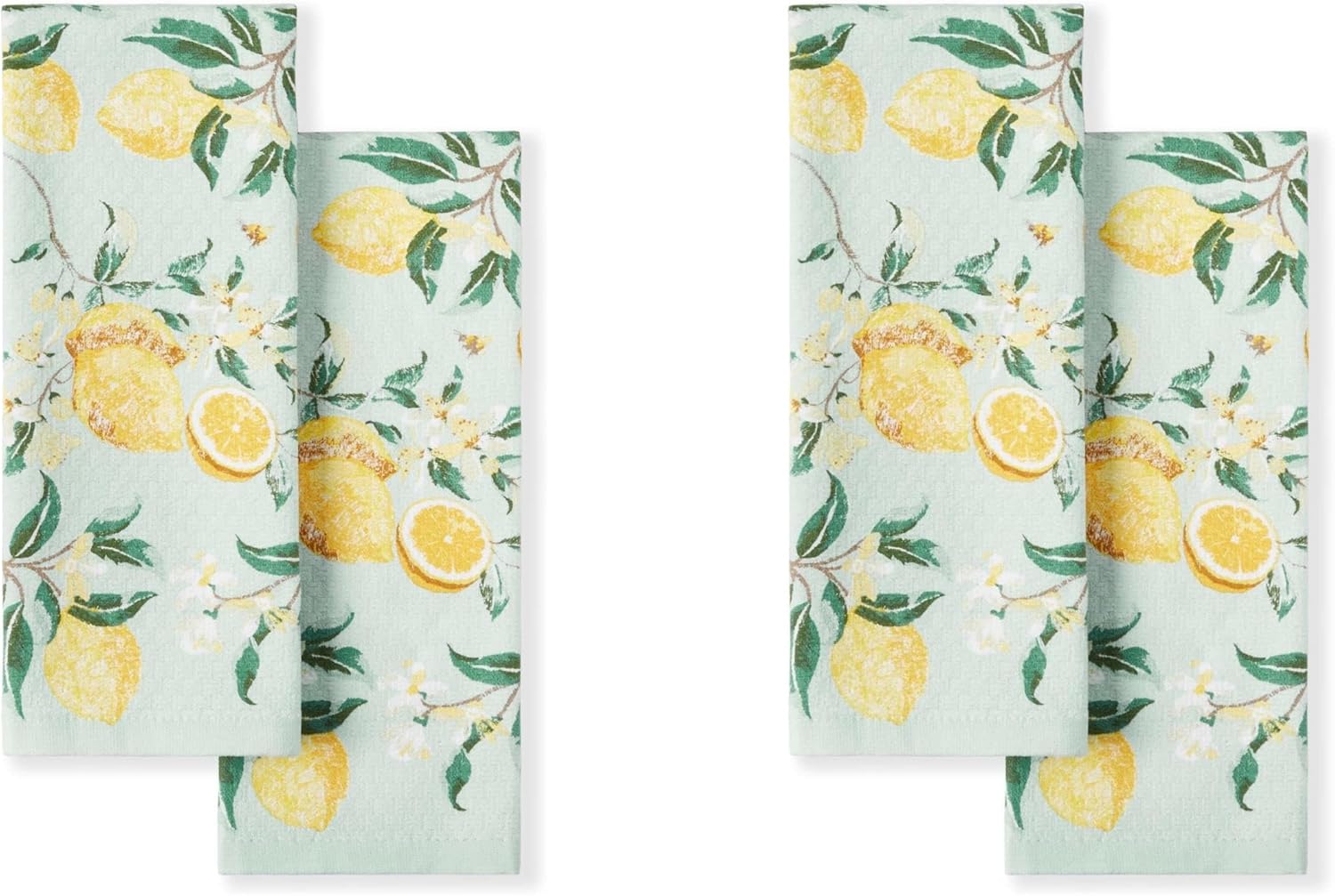 Martha Stewart Dual Purpose Kitchen Towel 4-Pack Set, Lemon Whimsy, 16"x28"