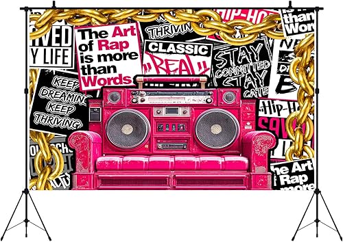 Miniatura 3 de HANYING HY070YL - Telón de fondo de hip hop de los años 90, música clásica retro, música rock, fotografía de moda, pancarta de fiesta de graffiti