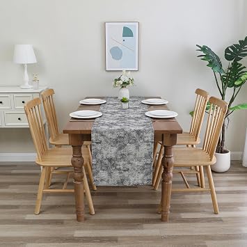 Majestic Giftware Premium Jacquard Table Runner (TR1302-16x90) - 16x90 Inches Jacquard Cloth for Dining Table Runners for Dinner Parties, Events, Wedding, Thanksgiving (Ivory/Blue/Gold)