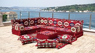 Maroon Floor Cushions, Floor Sofa Seating Set, L Shape Corner Arabic Sofa Set, Oriental Floor Seating, Living Room Sofa, Arabic Majlis Jalsa, Outdoor Sofa (L Sofa Only)