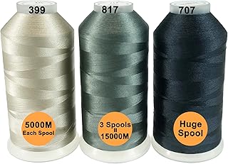 New brothread 3er Set Verschiedene Grau Farben Polyester Maschinen Stickgarn Riesige Spule 5000M für alle Stickmaschine