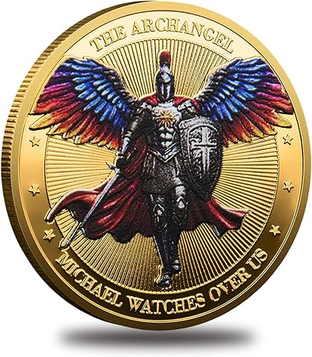 Miniatura 1 de Moneda de desafío de San Miguel Arcángel  Salmo 9110-11 Moneda conmemorativa religiosa  Ficha coleccionable de hierro sólido con funda protectora