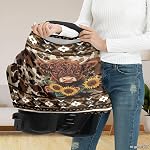 Sunflower Cow Aztec Print Car Seat Covers Baby Multi-Use Car Seat Canopy Carrier Cover, Breathable Breastfeeding Cover Western Baby Stuff Boys & Girls
