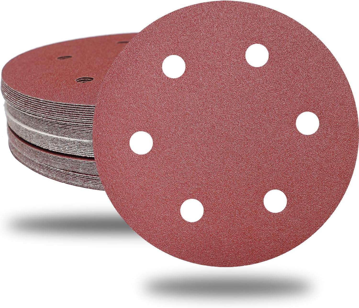 30 PCS 9 Inch 6 Hole Drywall Sanding Discs Set- 80 100 120 180 240 400 Grits, 9" Sandpaper Discs with Hook & Loop Backing, Fast Cutting Aluminum Oxide Abrasive for Drywall Power Sander, Wood Sander