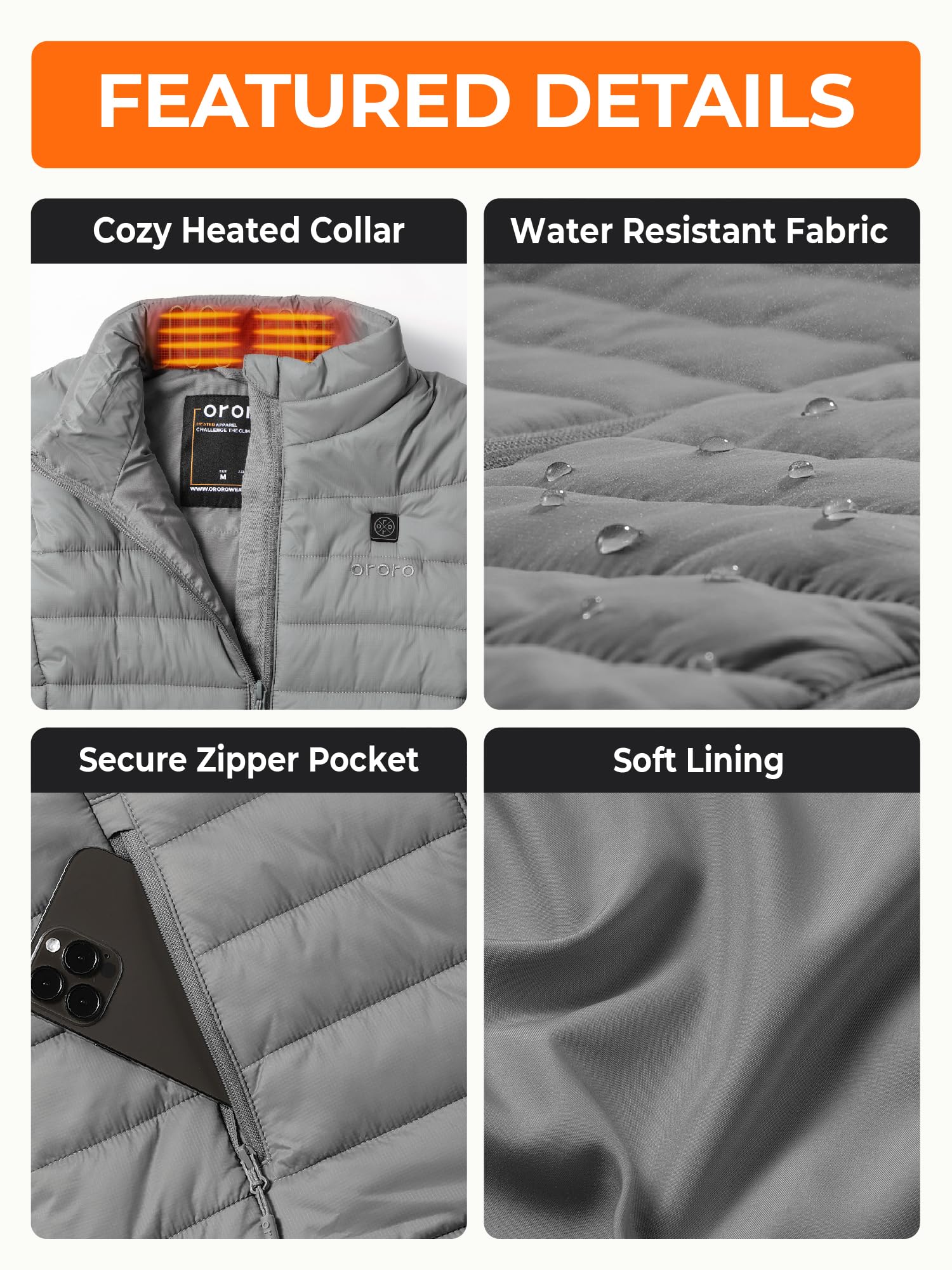 ORORO Women's Heated Gilet with Power Bank, Heated Vest Women Up to 10 Hours of Warmth