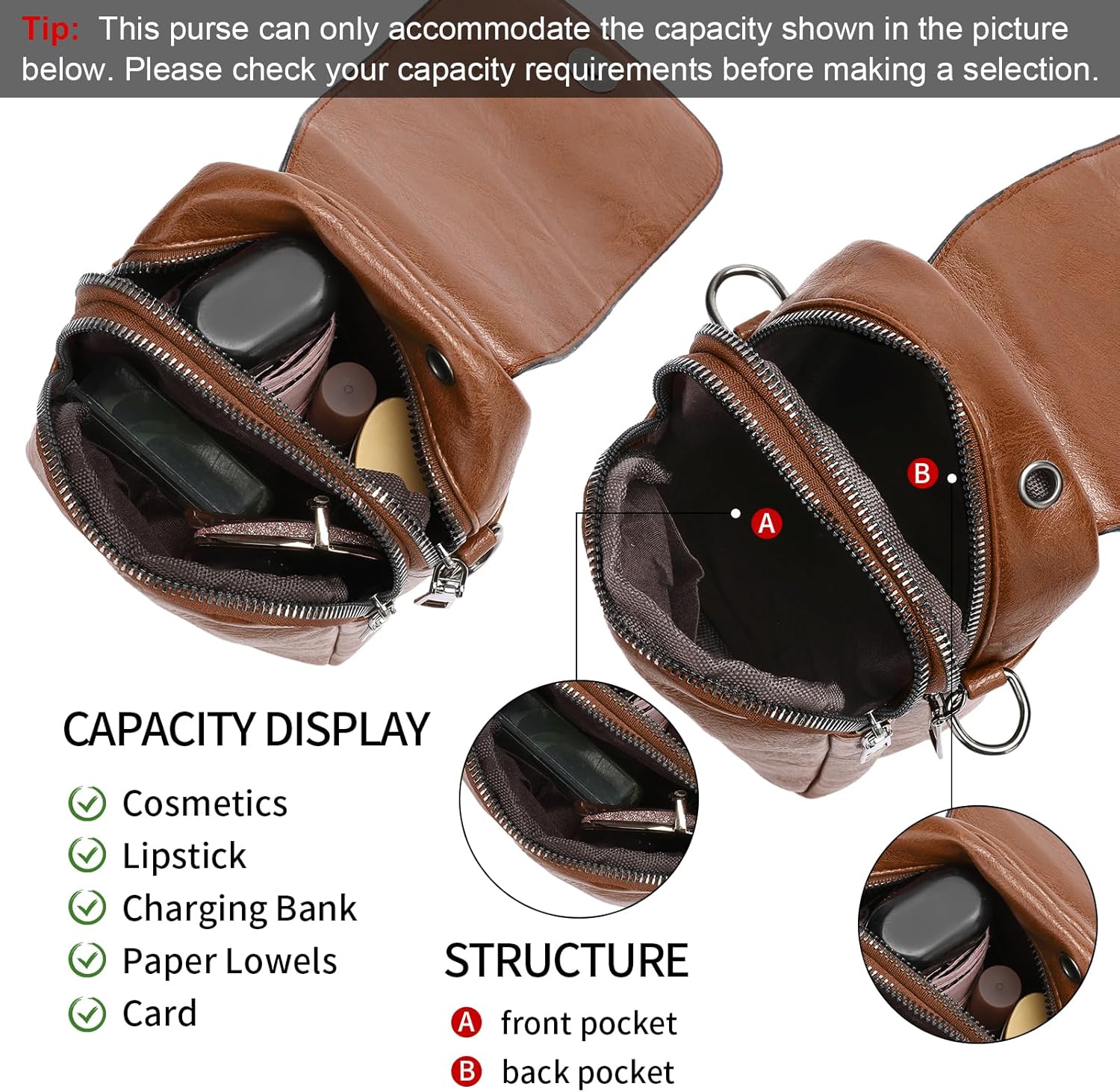 Small Crossbody Bags for Women Leather cell Phone Bag Wallet Purse with Credit Card Slots Adjustable Strap - Image 3