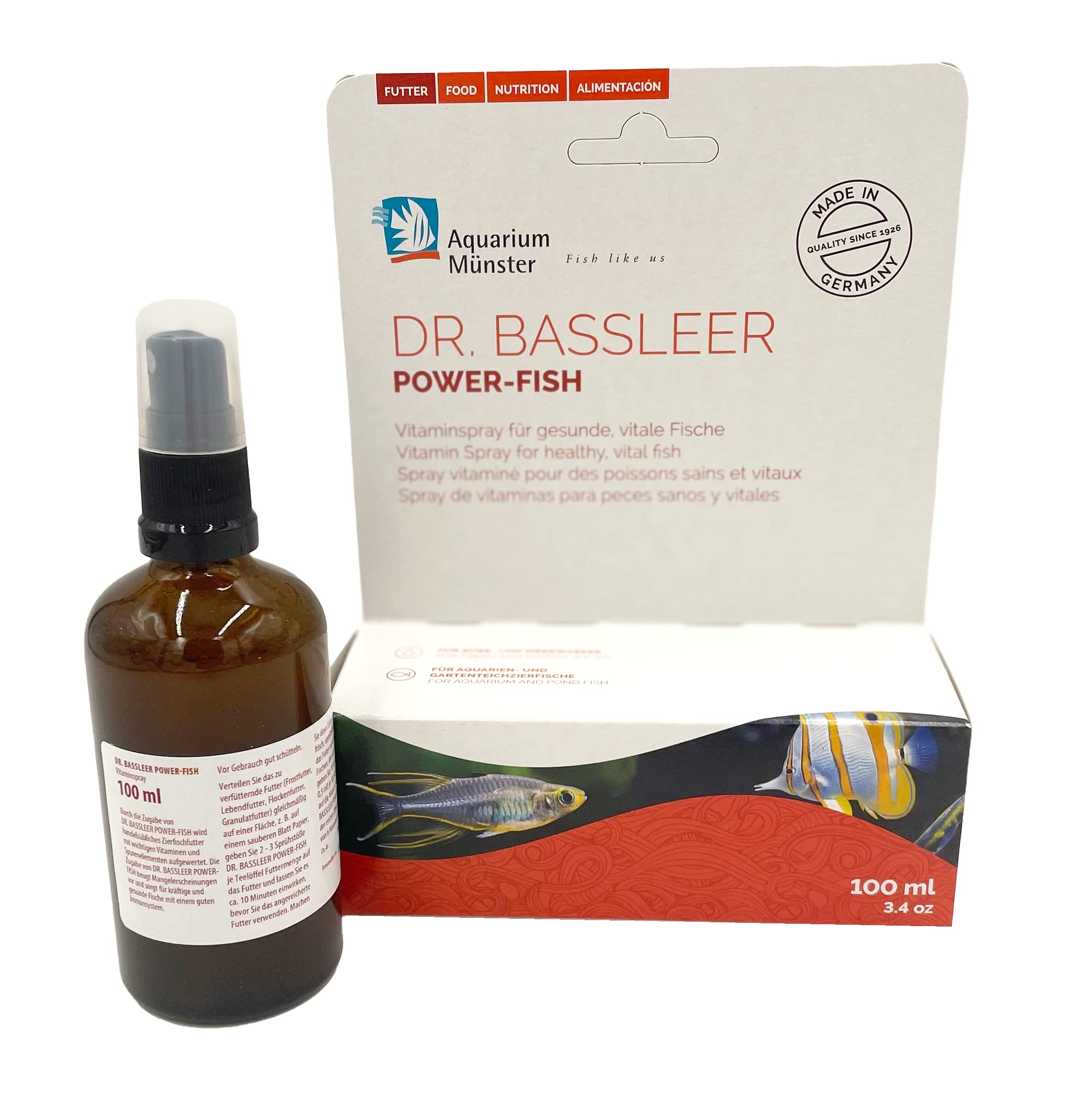Aquarium Münster - Dr. BASSLEER – Power Fish, spray vitaminico per pesci sani e vitali – 100 ml – adatto per acqua dolce e di mare