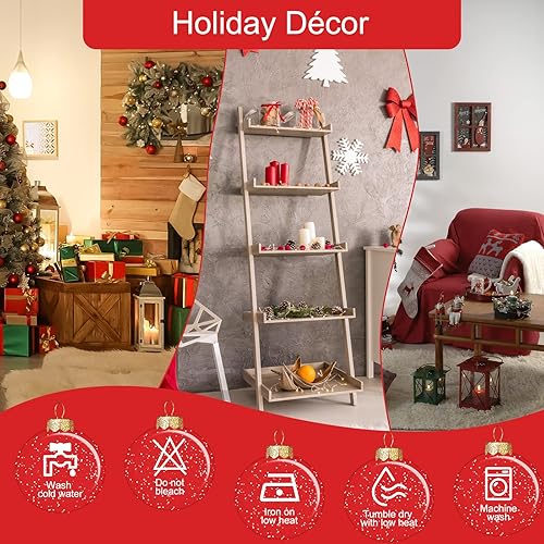 Miniatura 7 de Tony's collection Cortinas traslúcidas rojas de 84 pulgadas de largo para sala de estar, estampado de copos de nieve, regalo para decoración de