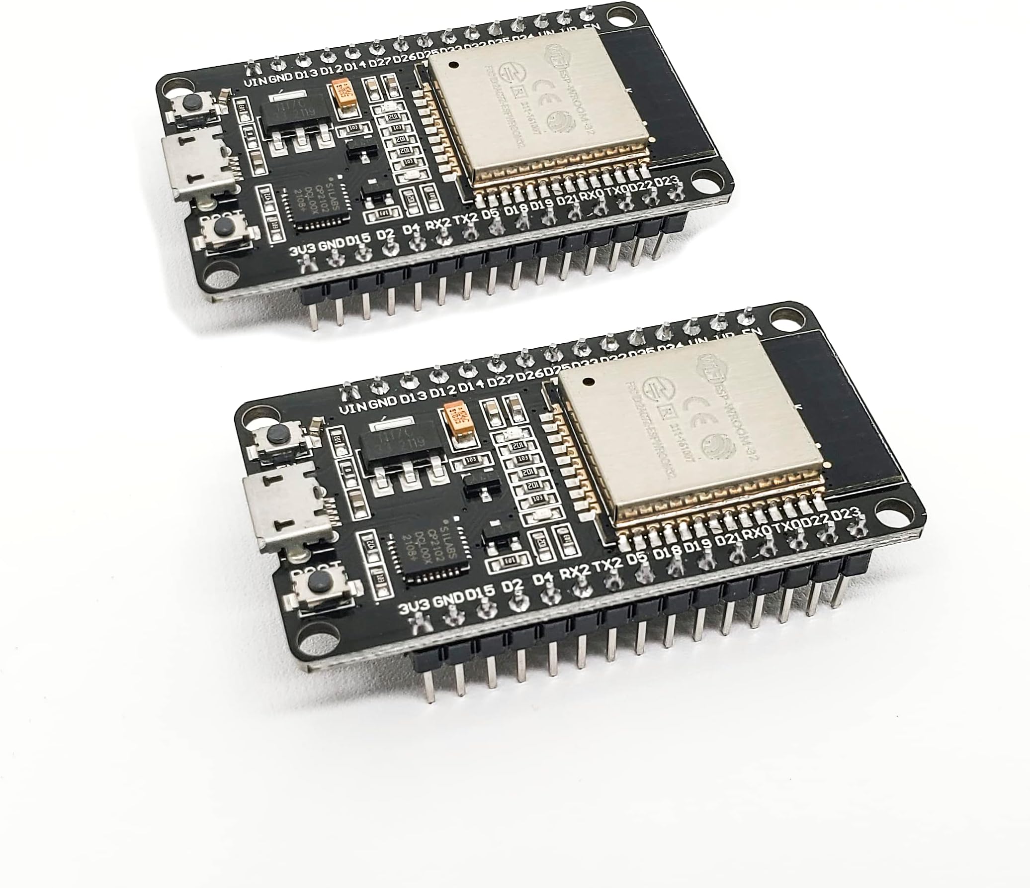 SonilcoESP32S ESP32 ESP-WROOM-32 Development Board 2.4GHz Dual-Core CPU with Low Power Consumption MCU ESP-32 Wi-Fi Microcontroller for Arduino 30Pin… (2 Pack)