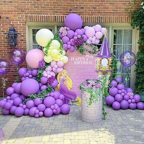 Miniatura 7 de FOTIOMRG Kit de arco de guirnalda de globos morados, 18, 12, 10, 5 pulgadas, globos de látex morados, paquete de diferentes tamaños para cumpleaños,