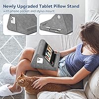 Vista 2 de KDD Soporte de almohada para tableta, almohada inflable portátil para iPad para regazo, cama con bolsillo para teléfono y soporte para lápiz digital