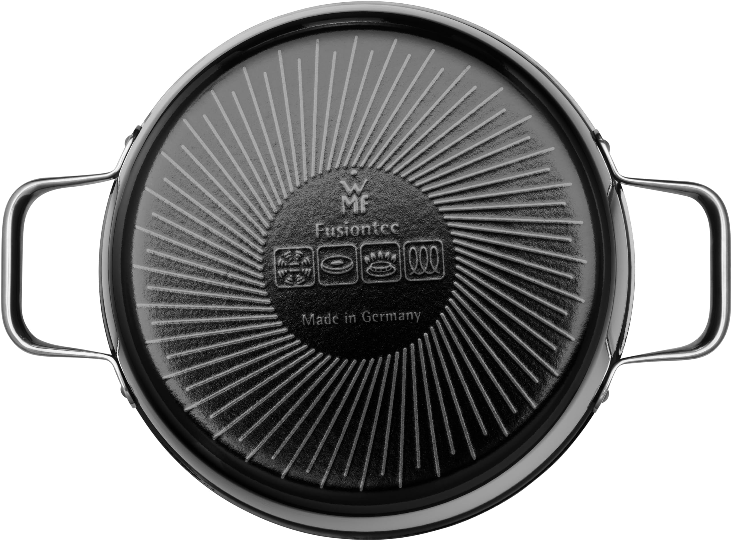 WMF Fusiontec Aromatic Pentola grande 22 cm, pentola per carne a induzione 4,7 l, coperchio con nodi di condensazione, ceramica high-tech, impilabile, antigraffio, nero