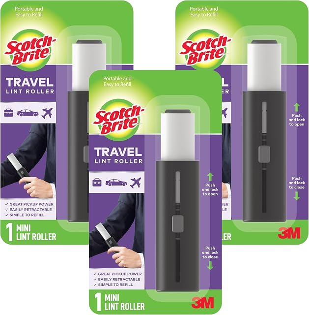 Scotch-Brite Portable Travel-Size Lint Rollers 3-Pack