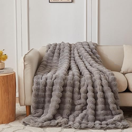 COOVA Faux Fur Throw Blanket for Couch, Cozy Soft and