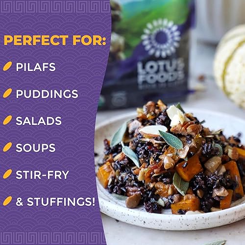 Miniatura 5 de Lotus Foods Organic Forbidden Rice - Arroz negro orgánico, arroz morado, arroz negro a granel, arroz tradicional sin gluten, grano entero, sin OMG,