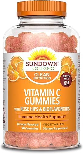 Vitamina C por Sundown Gomitas de vitamina C para apoyo inmunológico con escaramujos y bioflavonoides 90 gomitas