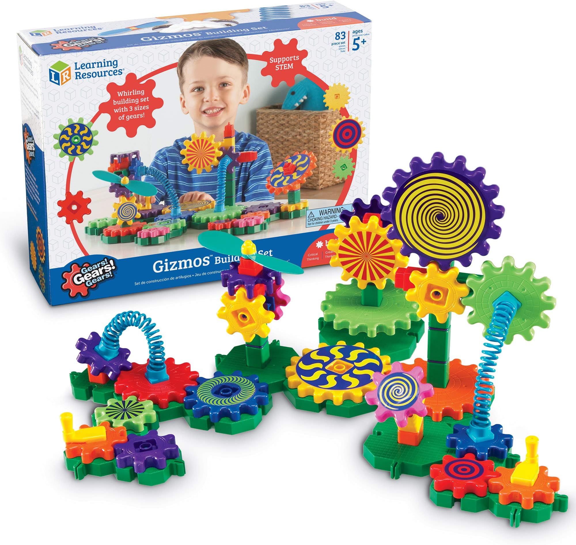Learning Resources Gears! Gears! Gears! Gizmos Building Set, Gears & Construction Toy, STEM Toys, Gears for Kids