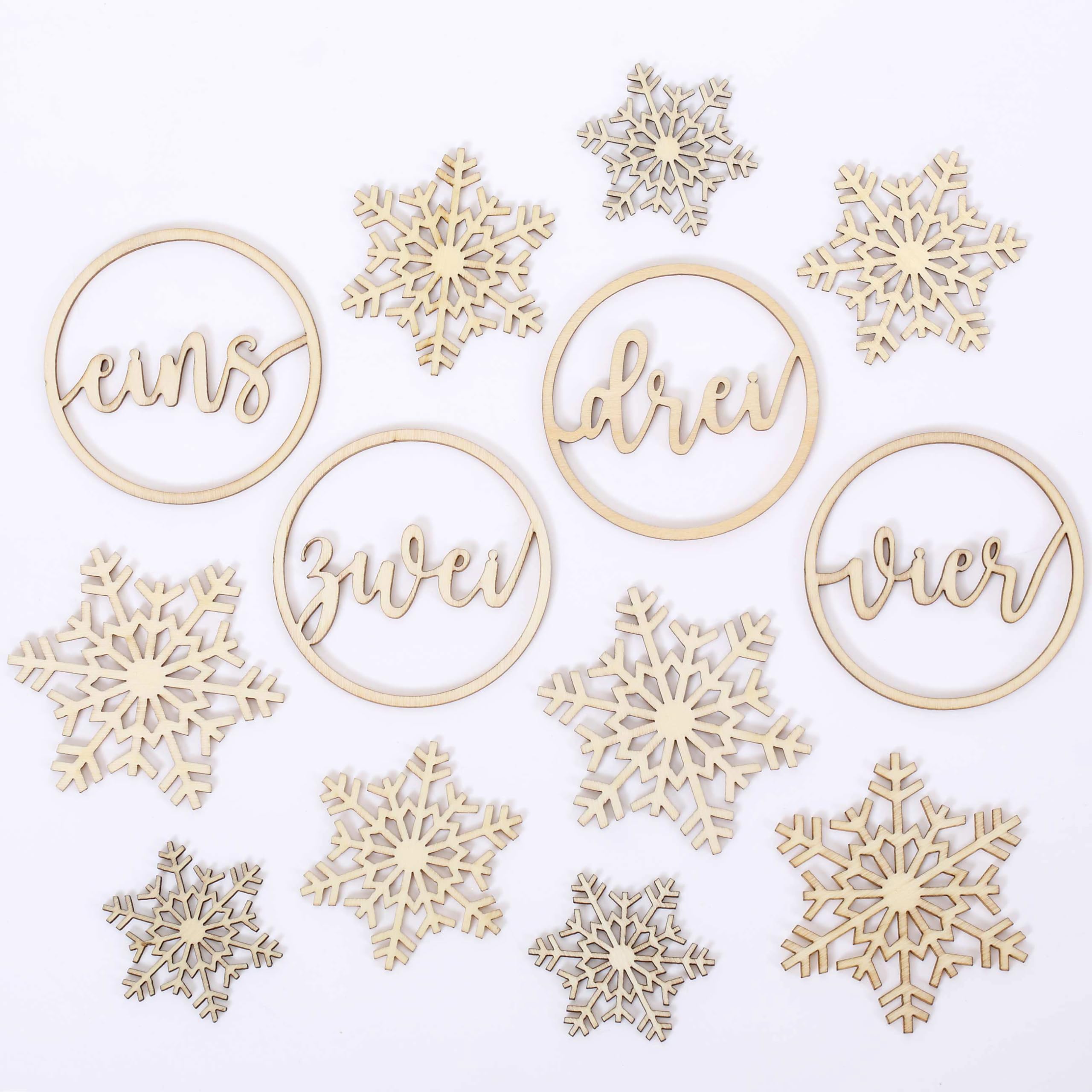 Papierdrachen Wooden Advent Wreath Numbers, Set including Numbers 1-4, Snowflakes, Christmas Decoration 2025