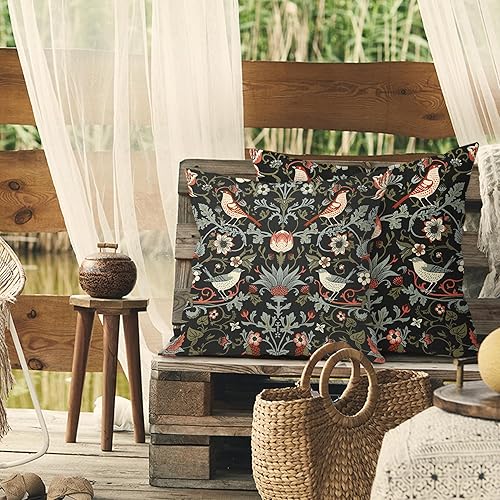 Miniatura 4 de Chinoiserie - Juego de 2 fundas de almohada coloridas de 18 x 18 pulgadas con diseño de pájaro floral naranja y verde salvia, fundas de almohada de