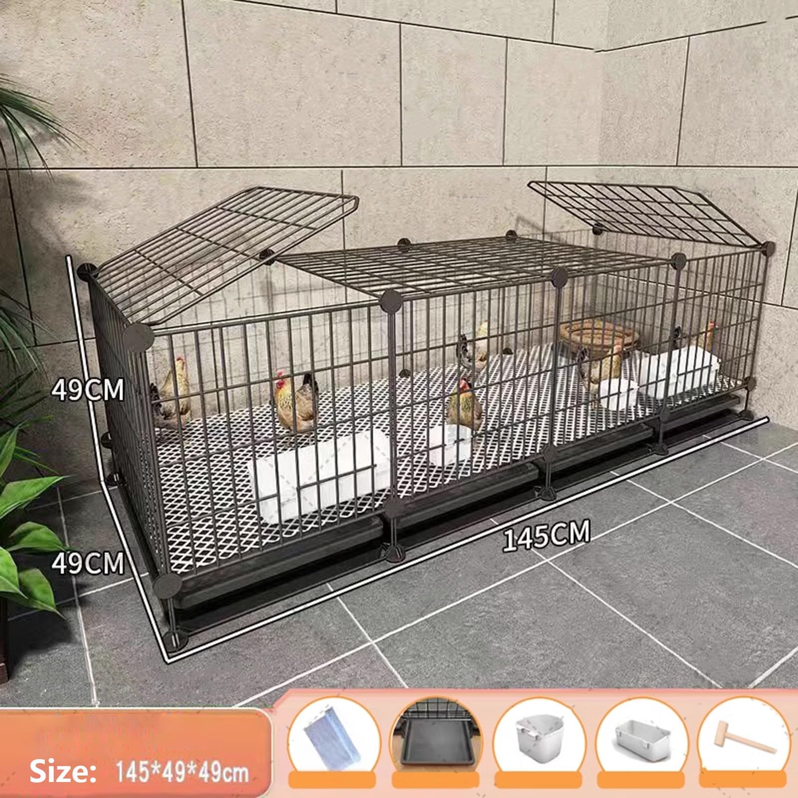 Jaula for Animales pequeños de Gran Espacio, Alambre de Bricolaje, Malla de Hierro cifrada, gallineros, Bandeja extraíble for una fácil Limpieza, casa for Aves de Corral y Mascotas