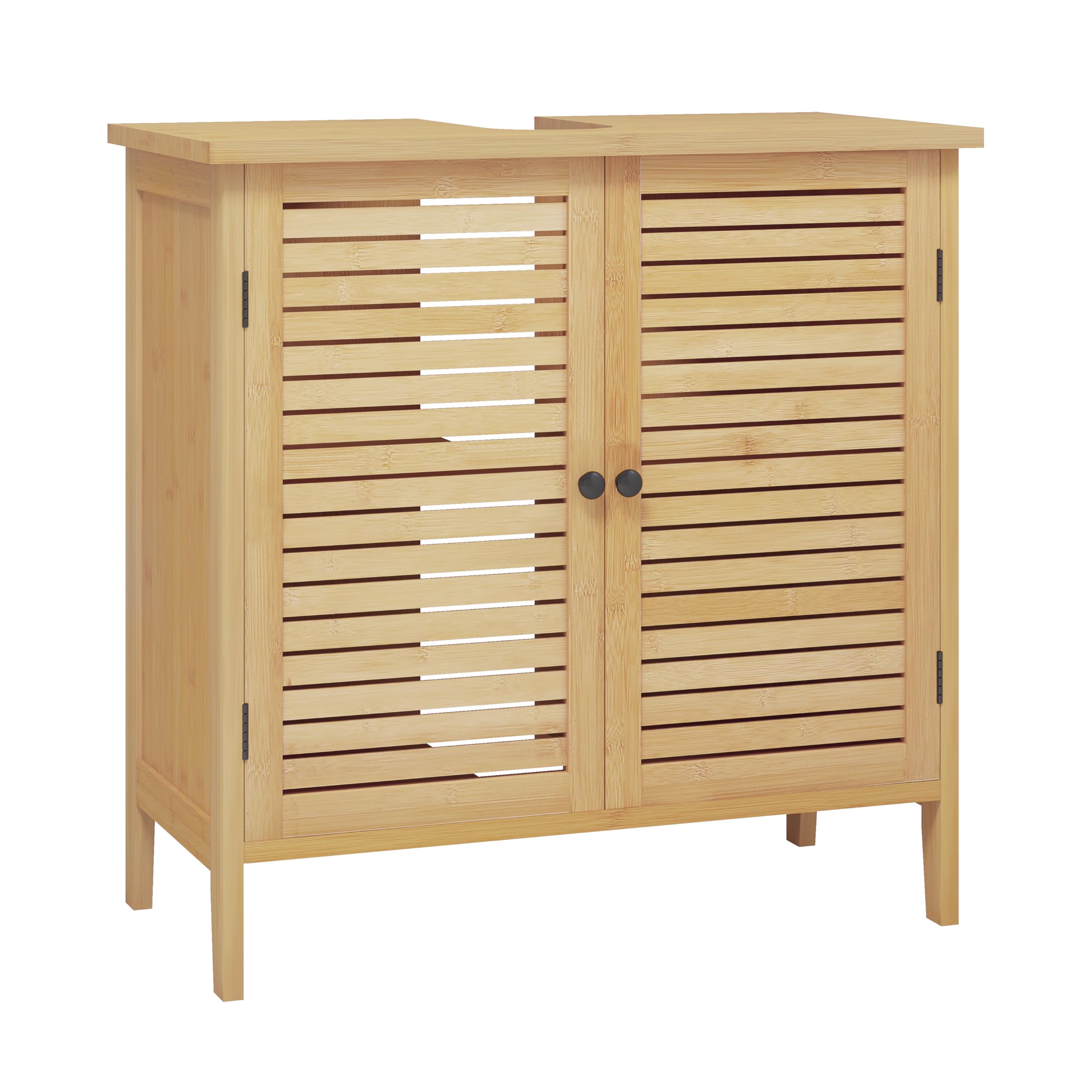 EUGAD Szafka pod umywalkę, szafka pod umywalkę, szafka łazienkowa z 2 drzwiczkami, 60 x 30 x 60 cm, bambus