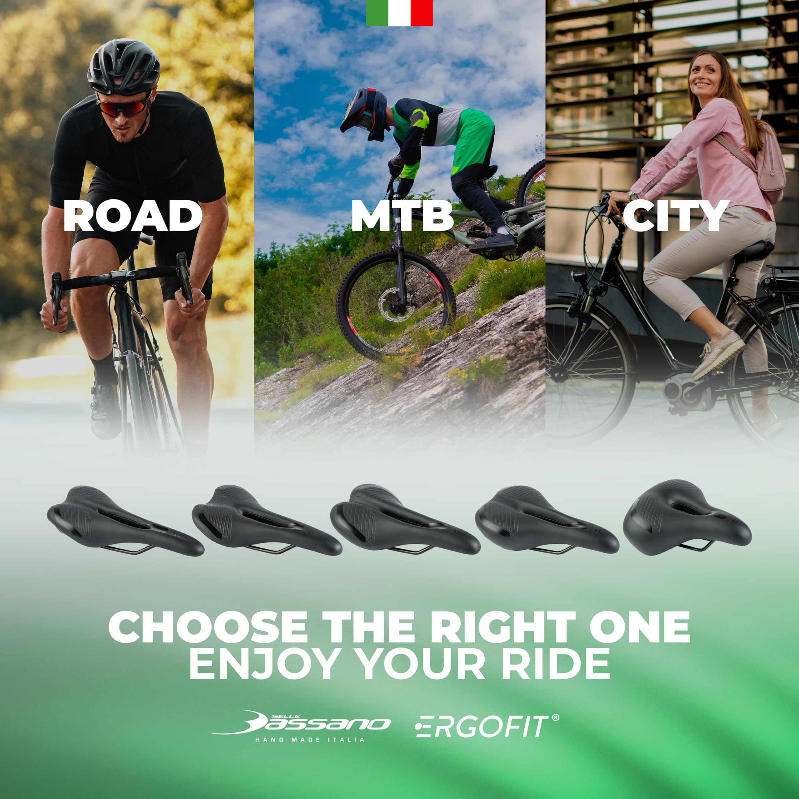 Selle Bassano - Viale Ergofit City XXL SIL Ready, sillín para bicicleta con tecnología Ergofit, cómodo y ergonómico, fabricado en Italia