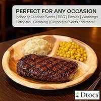 Vista 6 de Dtocs 3 Compartment Plates (50 Pc) Palm Leaf 10 Inch Round Portion Control Buffet Sectional Plate Bamboo Plates Disposable Like Compostable
