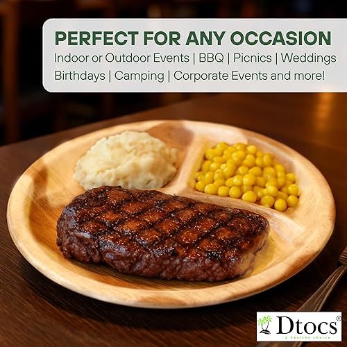 Miniatura 6 de Dtocs - Platos redondos de hoja de palma de 10.0 in, Natural