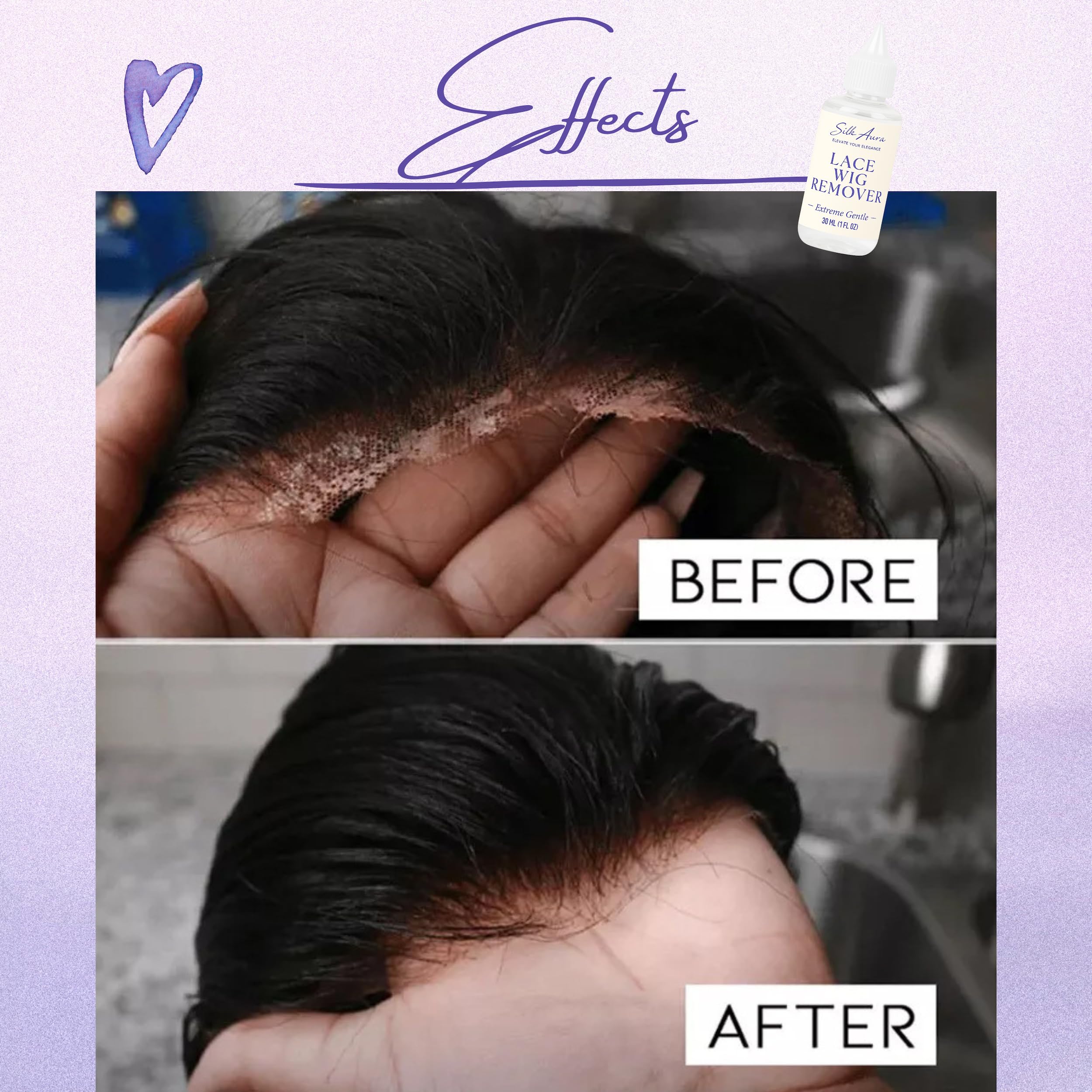 Silk Aura Lace Wig - Rimozione adesiva ad azione rapida per parrucche e pezzi di capelli, delicato sulla pelle, non grassa, facile da risciacquare, 30 ml