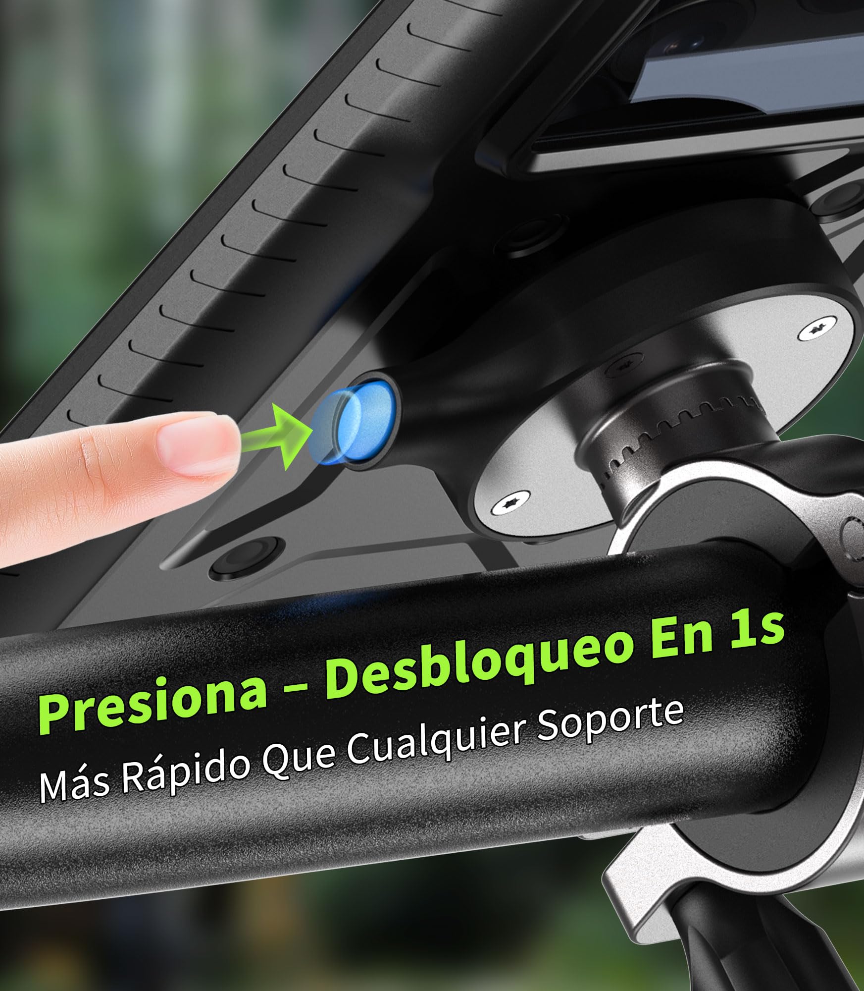 Cozycase 1s 1-Clic Antirrobo Impermeable Soporte Movil Bici Moto, Pequeña | Porta Manillar Bicicleta Funda Para iPhone 17 16 15 14 13 12 Mini Pro 16e 17e Samsung Galaxy S26 S25 S24 S23 S22 S21 Plus