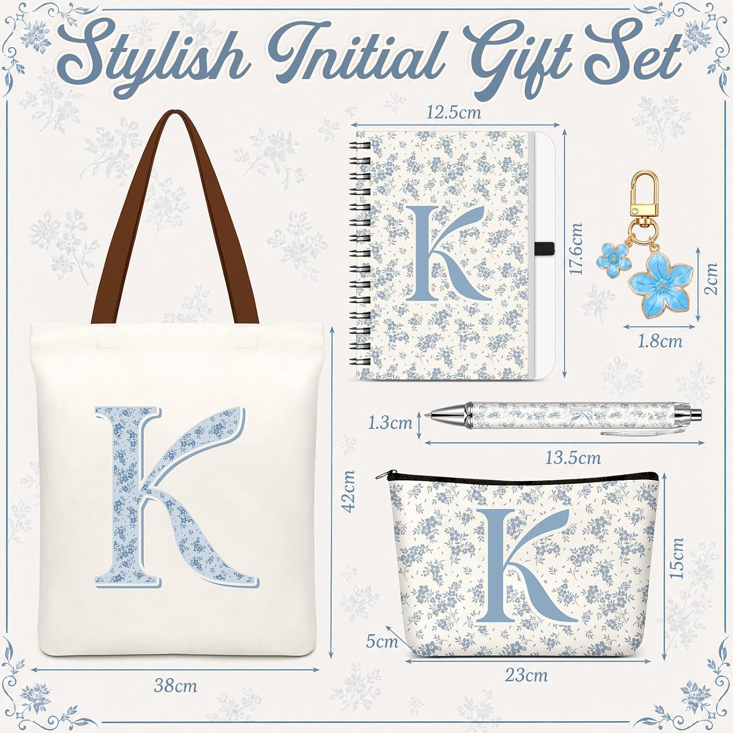 Talltalk 5 Pcs Initial Tote Bag Gifts for Women