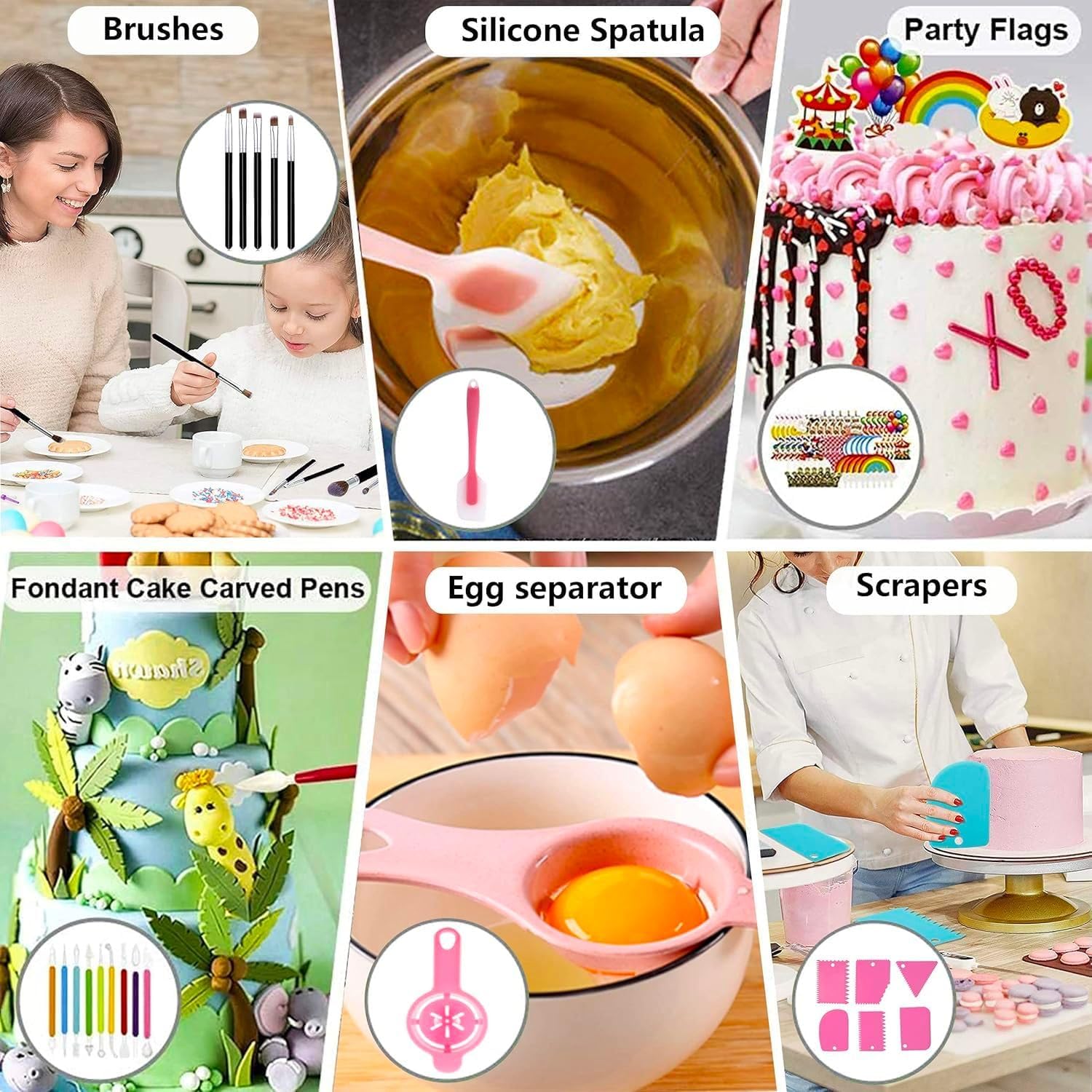 Tingjia Kit di strumenti per decorare torte: 274 accessori da forno con custodia, set di sac à poche e punte per glassa, set per cupcake, biscotti, glassa, fondente, panetteria, per adulti e