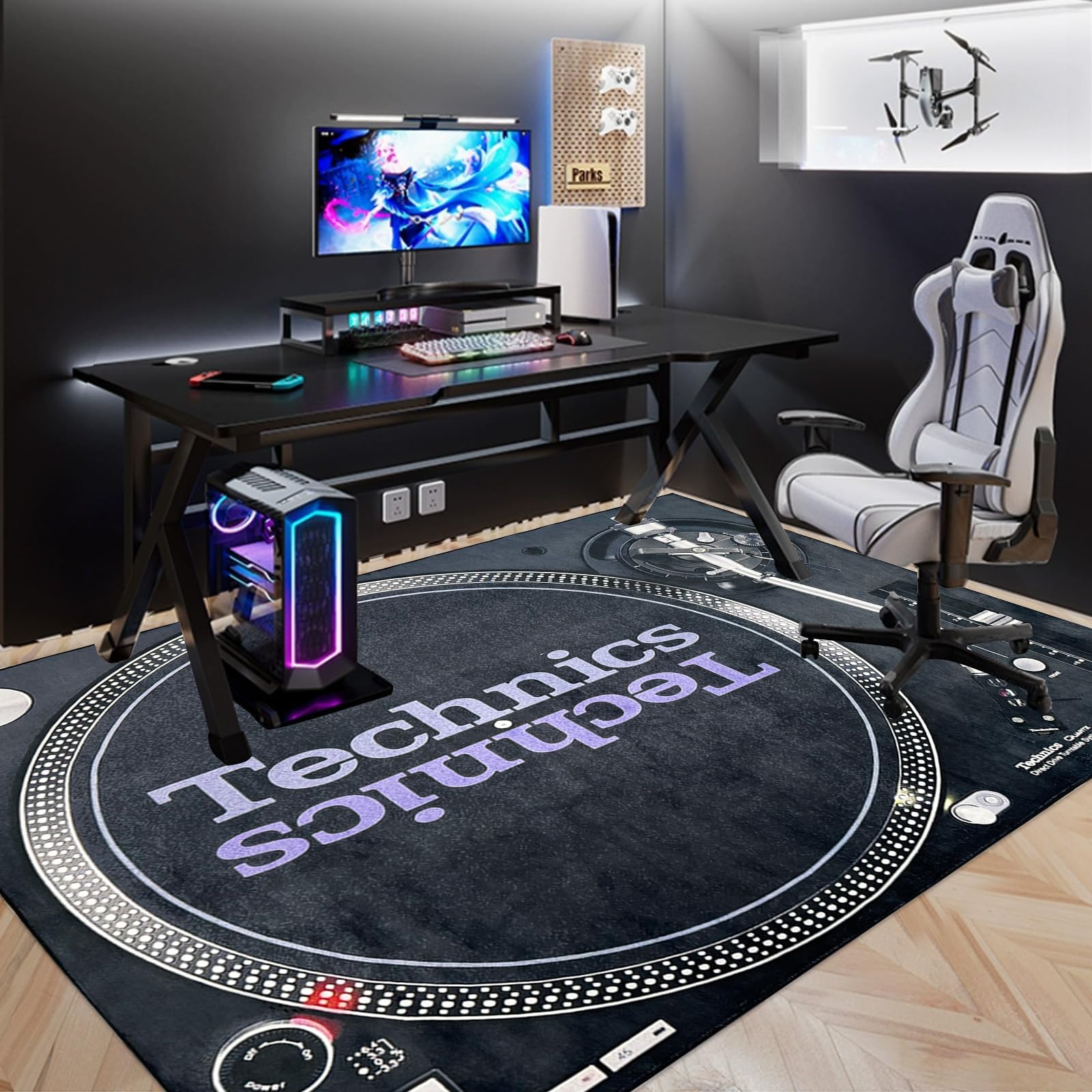 Tapis style rétro punk USTIDE antidérapant et grand format pour salon punk