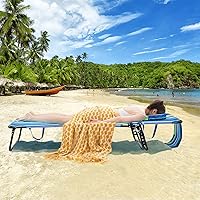 Vista 9 de GYMAX Silla bronceadora, silla de playa de 350 libras con orificio facial, almohada lavable y correa de transporte, tumbona plegable ajustable