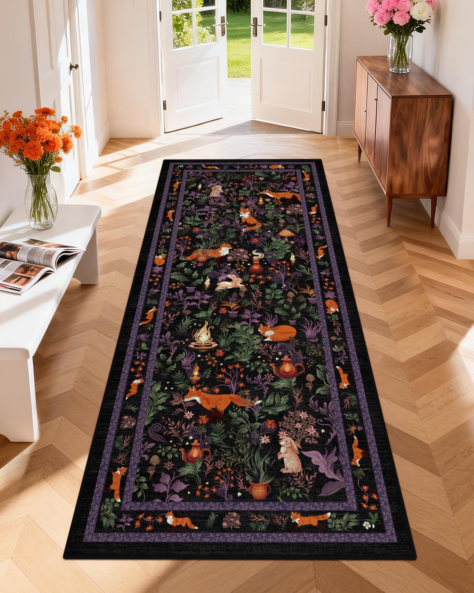 Alfombra lavable de pasillo 80x200 cm antideslizante y suave de estilo cuento de hadas