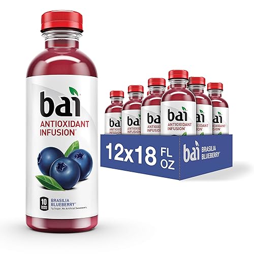 Bai - Bebida de agua saborizada Brasilia Blueberry con infusión de antioxidantes 12 botellas de 18 onzas líquidas