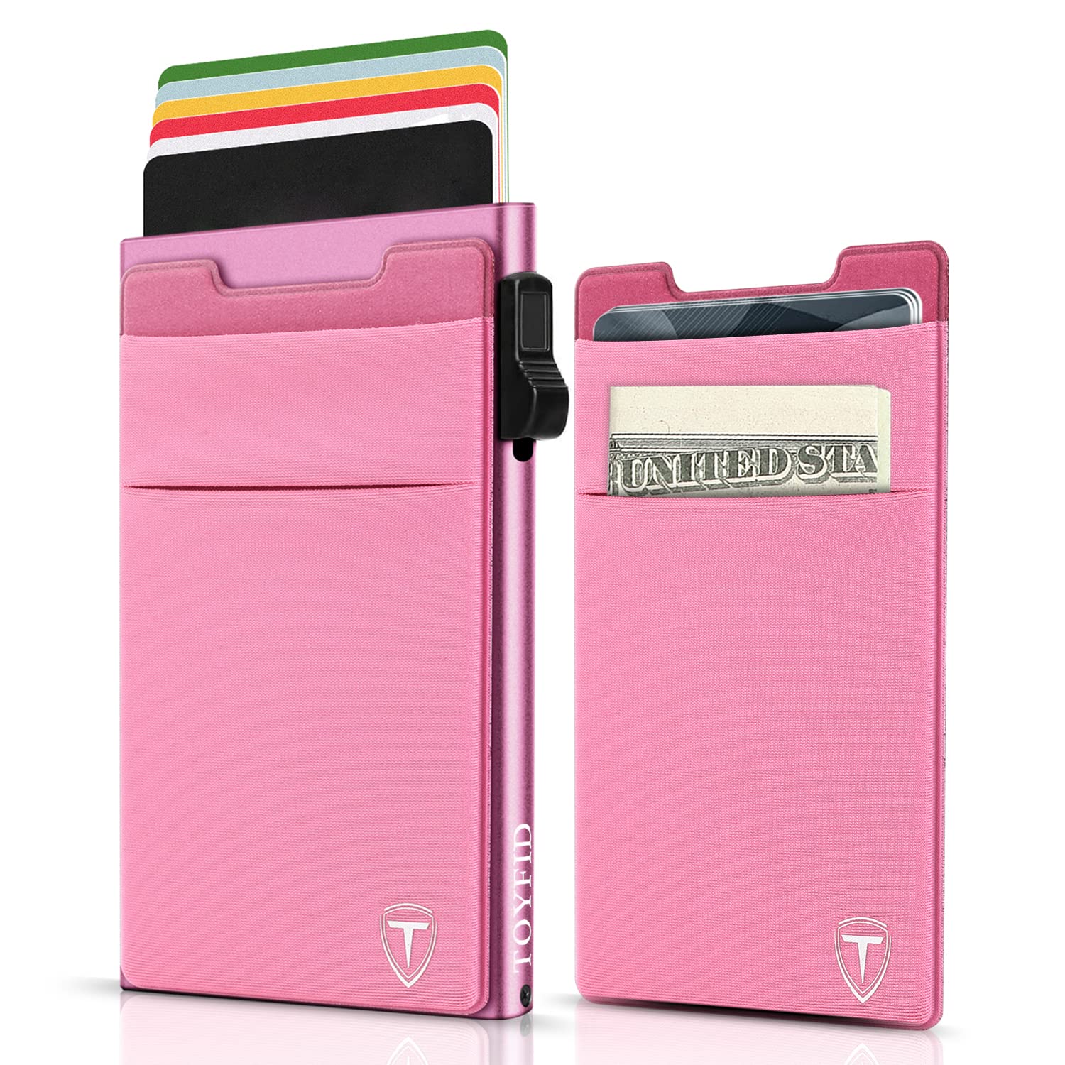 TOYFID Slim Front Pocket Wallet,Pop Up Card Holder Wallets for Men and Women Aluminum Compact Wallets with RFID Blocking,Small Ultralight 6-12 Card