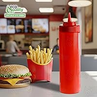 Vista 7 de [Paquete de 24] Botellas de plástico rojo de 24 onzas para condimentos, salsas, aderezos, artes y manualidades, salsa de tomate, mostaza, aceite