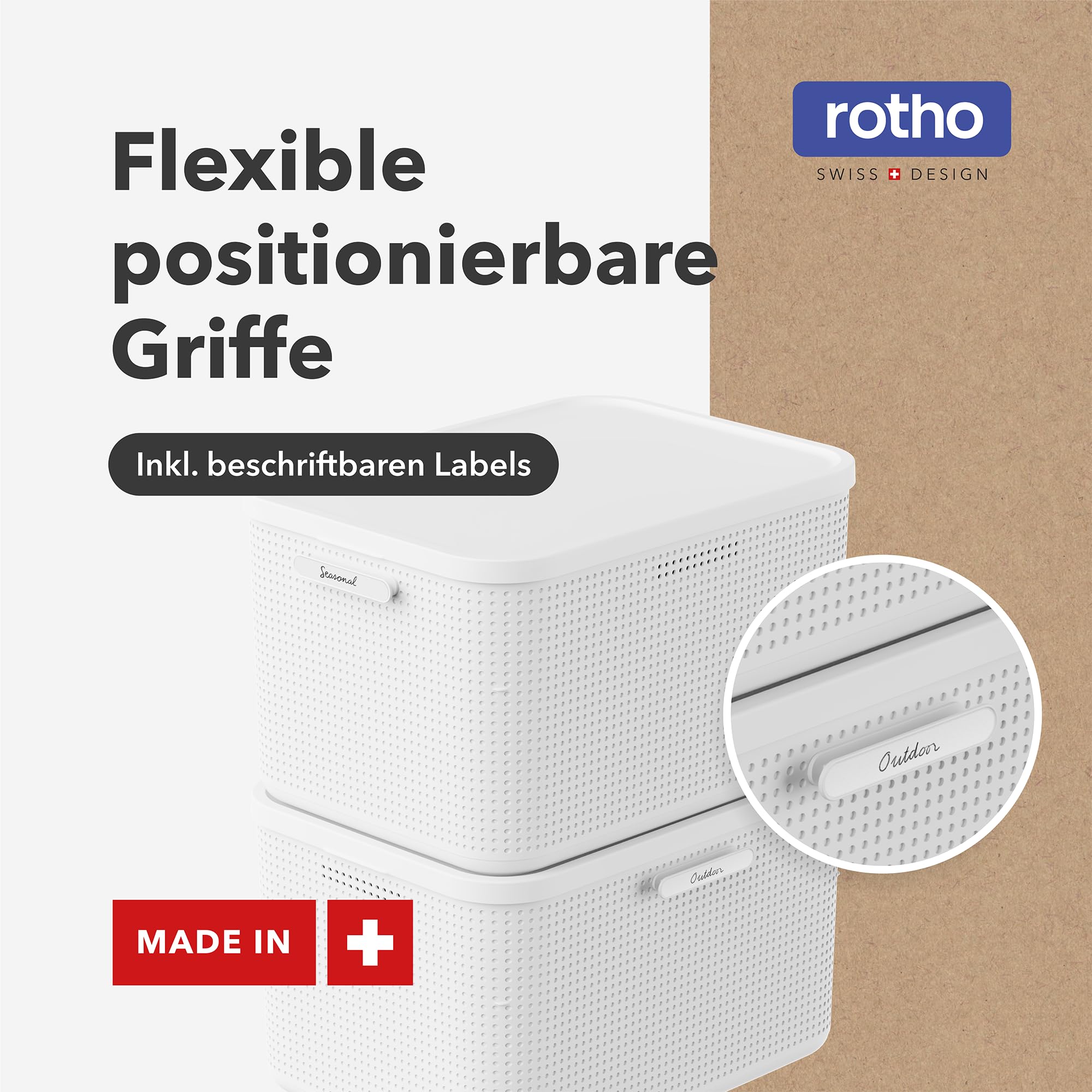 Rotho WOP 2er-Set Aufbewahrungsbox L mit Deckel und Dufteinsatz, Kleiderschrank Organizer für Hoodies, Jeans und Winterkleidung, Weiß