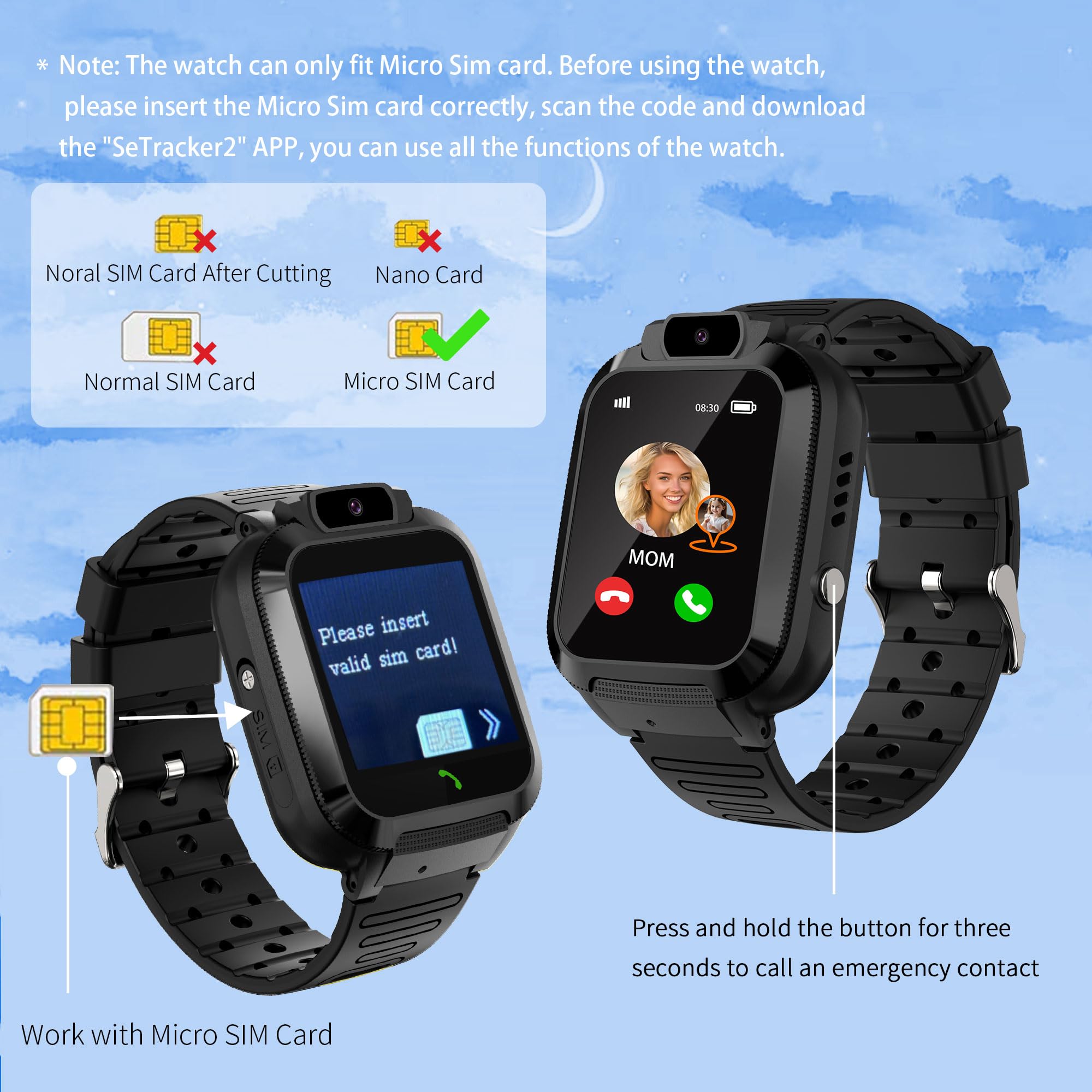 Inteligentny Zegarek dla Dzieci z GPS Lokalizacja - Gry Czat Głosowy SOS Cyfrowy Budzik IP68 Wodoodporny Telefon Urodziny Prezenty Model Klasy Smartwatch dla Dzieci Chłopcy Dziewczynki