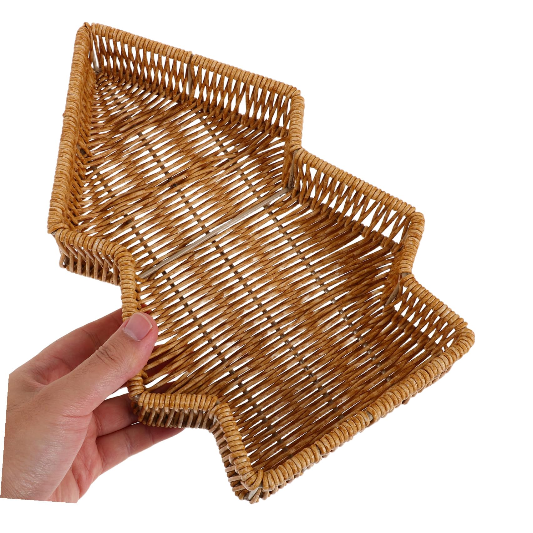 POPETPOP 2 Piezas Cesta de Mimbre y Estilo Rústico Forma de Árbol de Navidad Ligera y Apta para Alimentos para Pan y Pasteles Adecuada para Desayunos Informales