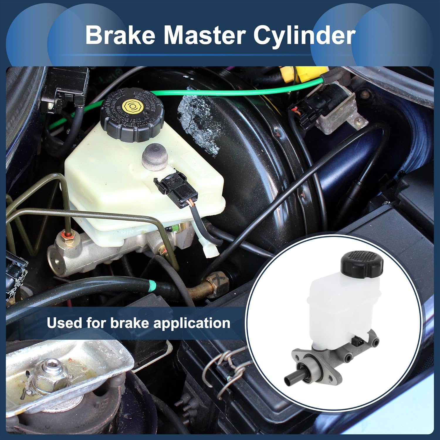 Brake Master Cylinder Reservoir No.585103K300 for Hyundai Sonata 2006-2010 Hydraulic Master Cylinder Silver Tone White Aluminum Alloy Plastic 1 Pc