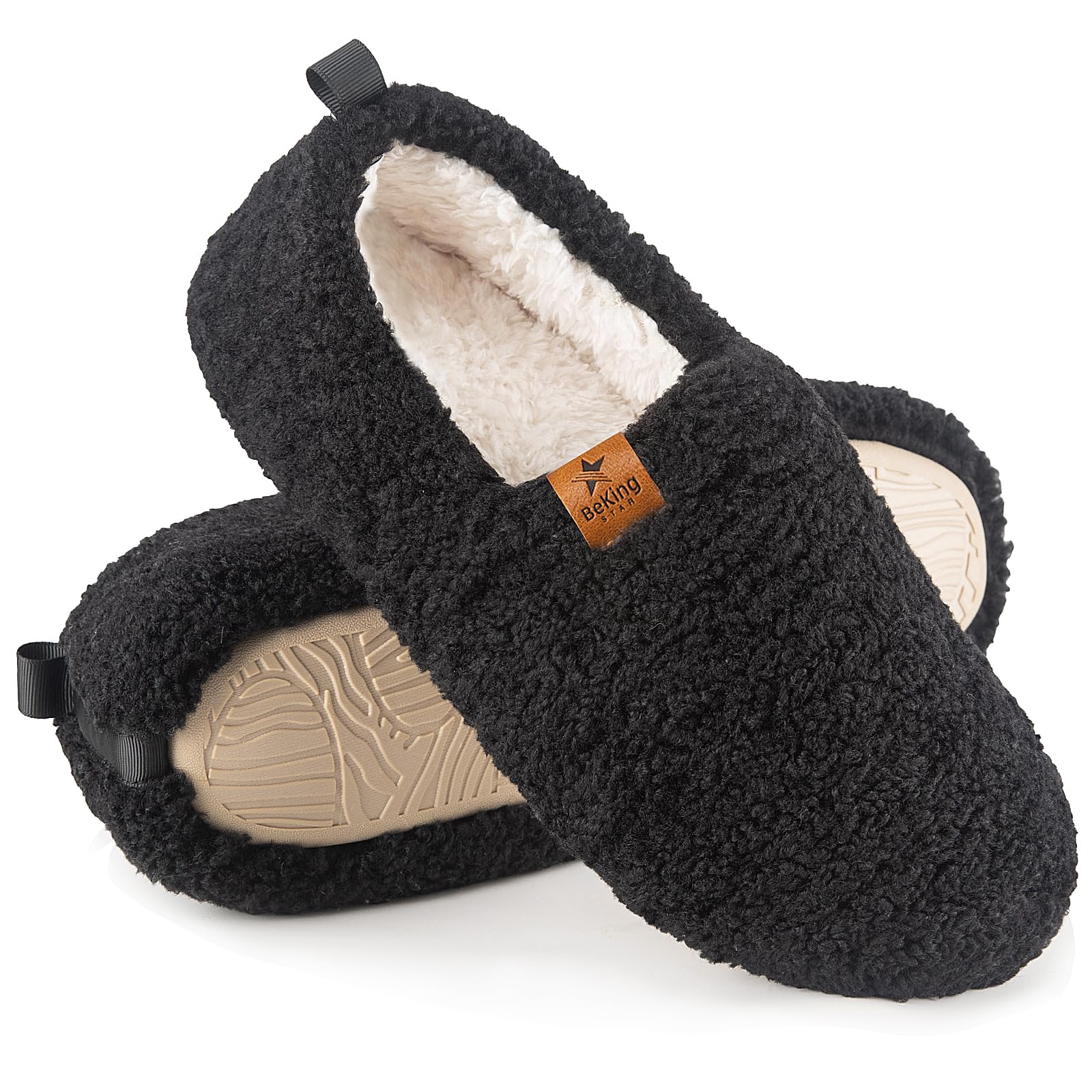 Women Cozy Faux Curly Fur House Memory foam Slippers Ladies Fuzzy Closed Back Indoor Bedroom Shoes