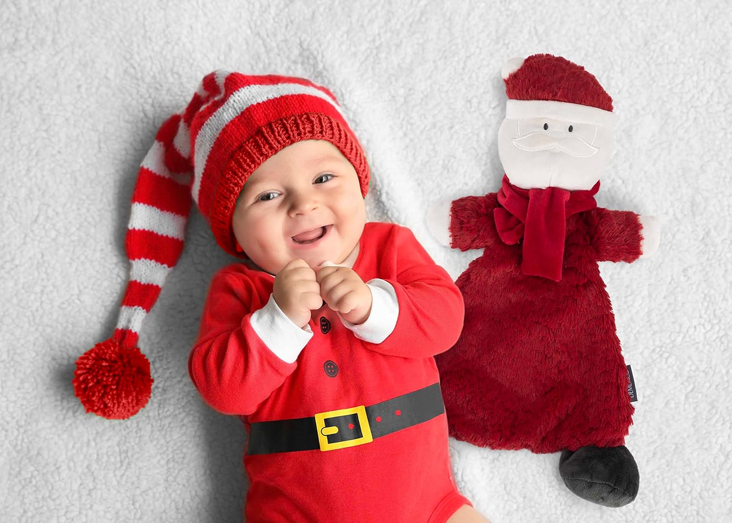 DEMDACO Radiant Red Reindeer Polyester Fiber Children's Plush Christmas Rattle Blankie