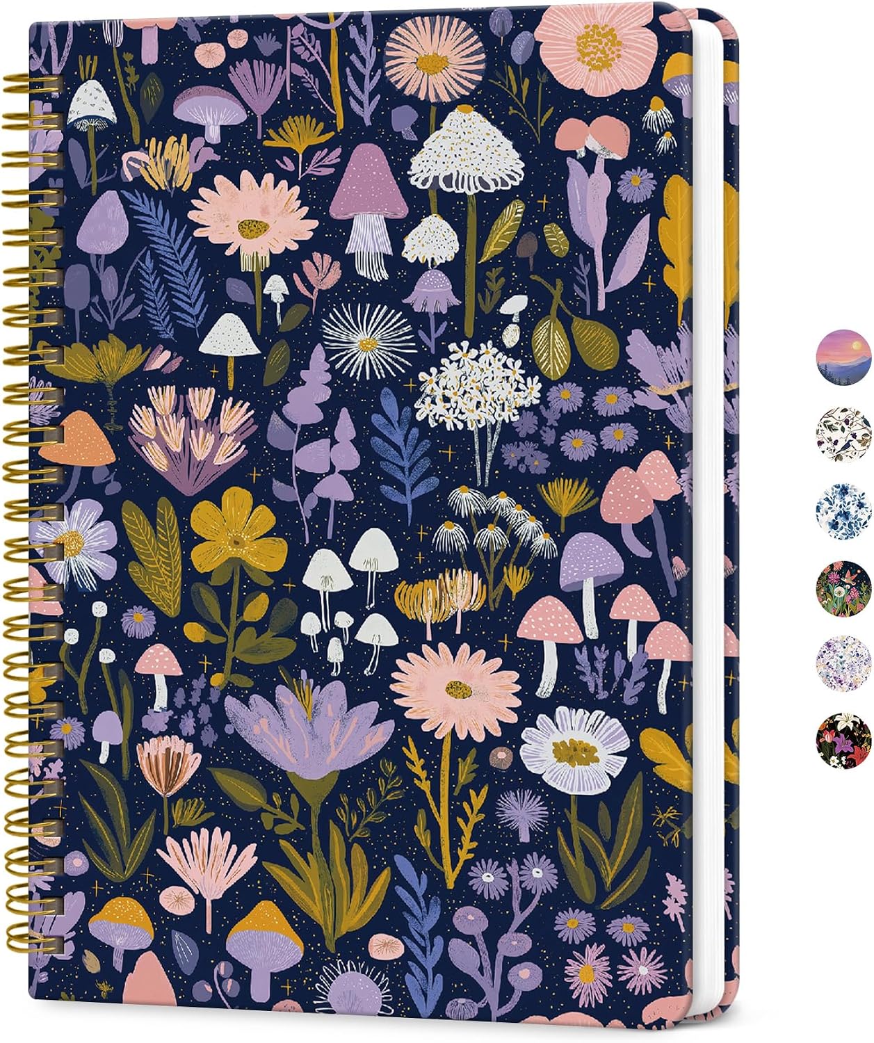 ZOTIA Lined Spiral Journal for Women, A5 Pretty Hardcover Notebook for Work, School & Office Writing, Aesthetic Writing Journal College Ruled, 140 Pages, 5.8" x 8.3", Mushroom Garden